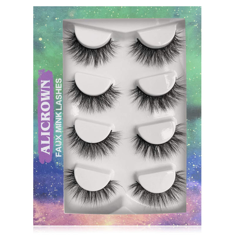 3D Faux Mink Eyelashes Pack, Fake Eyelash Fluffy Volume Natural Cross Lashes Soft Handmade Wispy Eye Makeup K - BeesActive Australia