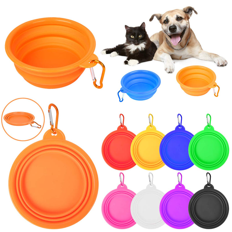 PROLOSO 9 Pcs Collapsible Dog Bowl Foldable Expandable Silicone Cup Dish for Pet Cat Food Water Feeding Portable Travel Bowl with Carabiner - BeesActive Australia