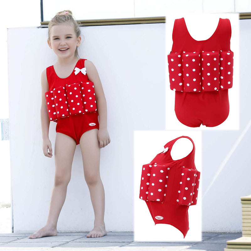 Kids Girls Floatation Swimsuit with Adjustable Buoyancy 1-10 Years Kids Floatsuit Swim Vest One Piece Swimwear Bathing Suit Red Height:35.4''-39.4''/Weight:26.4lb-33lb - BeesActive Australia