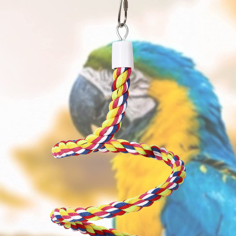 OSWINMART 2Pcs 63'Bird Rope Perches Birdcage Swing Toys 100% Cotton No Smell Peck/Chewing with Bell Climbing Standing Bungee Bird Toys for Small to Regular Size Parrot Cockatiel Birds 63'x2pcs - BeesActive Australia