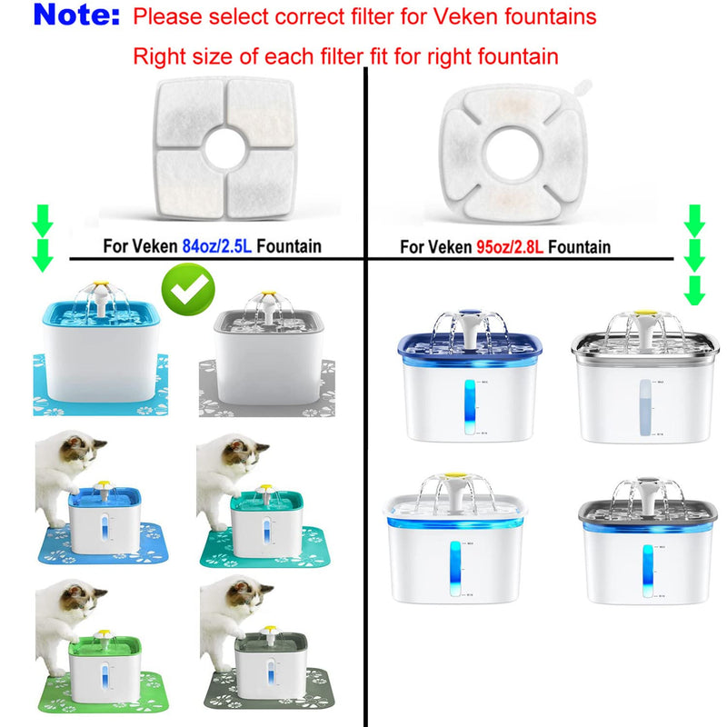 8-Pack Cat Water Fountain Filter Replacement Filters for Veken 84oz/2.5L Pet Fountain Cat Water Fountain Dog Water Dispenser - BeesActive Australia