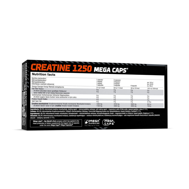 Olimp Labs Creatine 1250 Mega Capsules, 120 Capsules Unflavoured 120 Count (Pack of 1) - BeesActive Australia