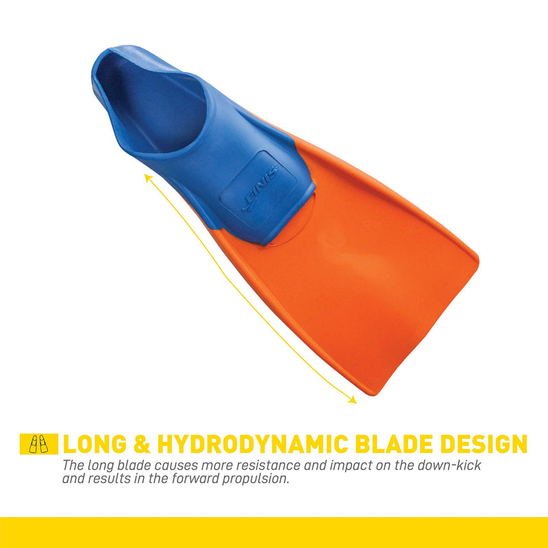 [AUSTRALIA] - FINIS Long Floating Fins XXS (Jr. 11-1) Blue/Orange 