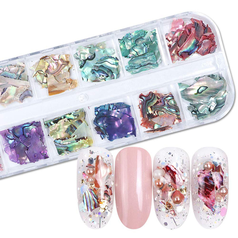Irregular Abalone Seashell Slices, 3D Nail Art Shell Piece Nail Art Decorations UV Gel Flake Mermaid Nail Sequins - BeesActive Australia