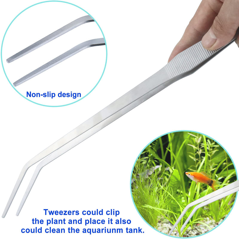 Aquarium Aquascape Tools Kit, Long 15 Inch Stainless Steel Aquatic Plants Tools, 4 in 1 Anti-Rust Aquascaping Tweezers Scissors Spatula Scrapers Tool Set for Fish Tank Cleaning Plant Trimming Shears - BeesActive Australia