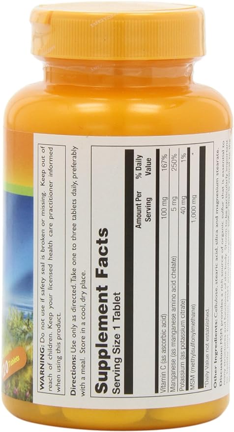 Overseas direct shipment Thompson Nutritional Products MSM, 120 Tabs 1000 MG - BeesActive Australia