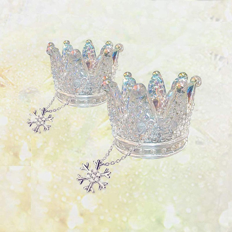 2PCS Nail Art Dappen Dish 2 in 1 Glass Dish for Nail Acrylic Liquid Powder–Nail Crystal Bowl/Glass Nails Cup/Nails Pen Holder, Crown Nails Glass Dish, Colorful Laser - BeesActive Australia