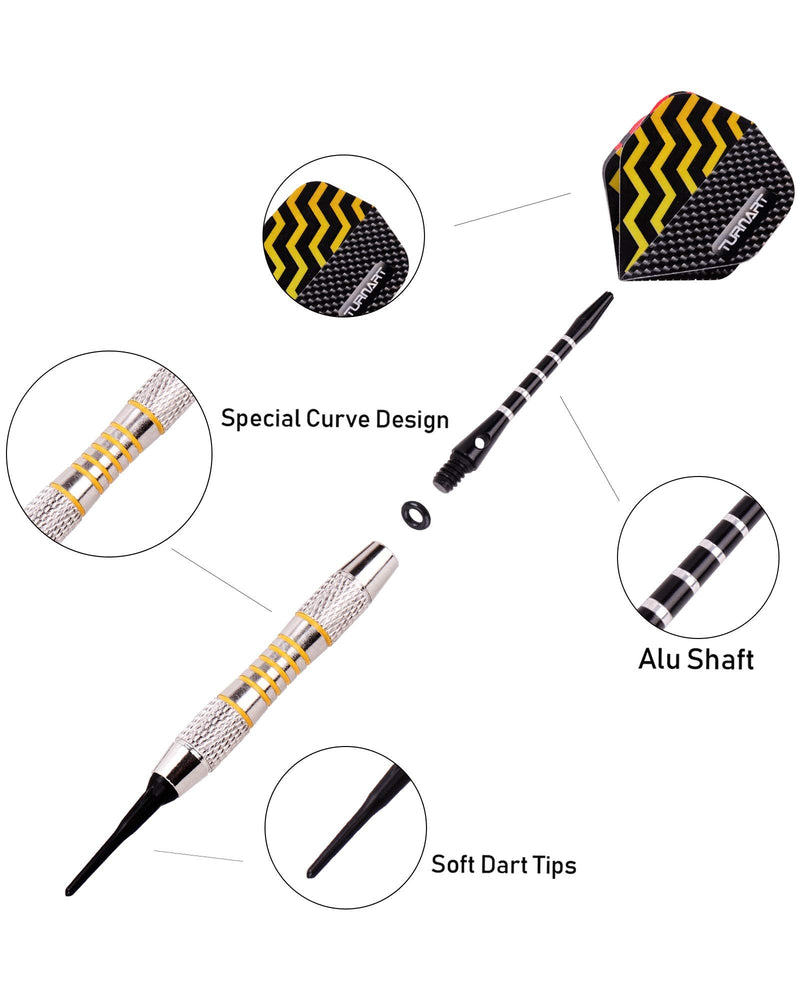 Darts Plastic Tip Professional Soft Tip Darts Set for Electronic Dartboard 9 Pcs 18 Grams with 50 Extra Tips 9 Shafts 27 Flights Tool Kit Gift Darts Case Blue - BeesActive Australia