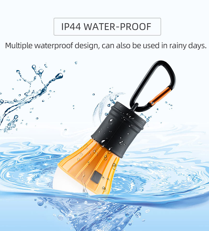 AceCamp 2-Pack Tent Lamp White Light with Carabiner Clip Hook, Camping Lantern Hanging, Battery Powered Led 105 lumens (Orange) Orange - BeesActive Australia