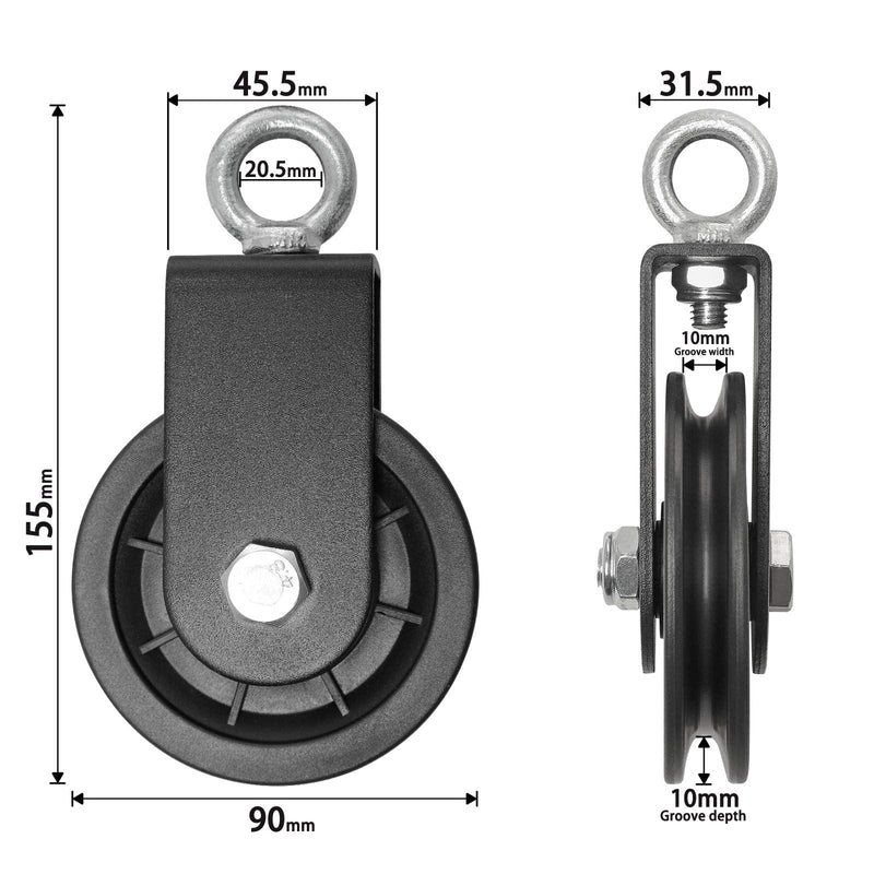 Vishusju 90mm Pulley Wheel for Cable Machines Silent Bearing Home Gym Equipment Pull Down Attachment Weight Lifting Pulley Traction - BeesActive Australia