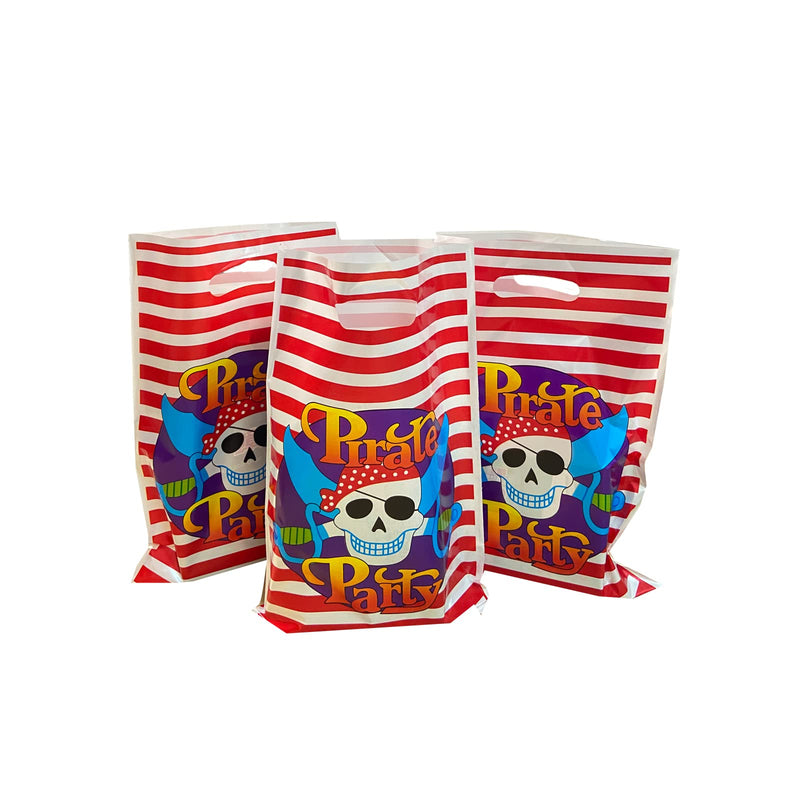 LYST 30PCS Pirate Gift Bags Treat Candy Bags Pirate Goodies Bags Red and White Stripe Plastic Bags for Nautical or Pirate Themed Party Party Favors - BeesActive Australia