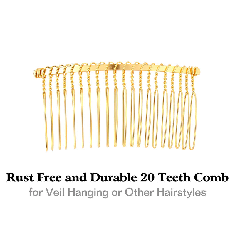 Cinaci 30 Pack Gold Metal Hair Side Combs Slide Bun Holder with 20 Teeth DIY Headpieces Clips Grips Barrettes Accessories for Women Girls Brides Veil (Gold) - BeesActive Australia