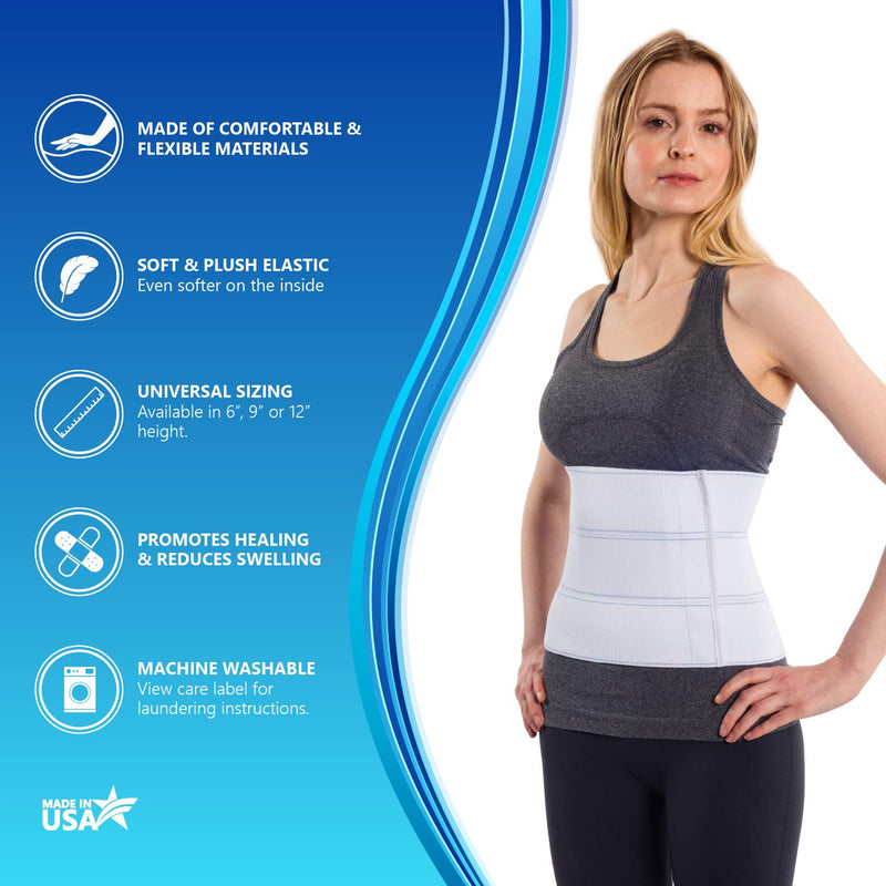 NYOrtho Abdominal Binder Lower Waist Support Belt - Compression Wrap for Men and Women MADE IN USA (30" - 45") 3 Panel - 9" 3 Panel - 9" High 30-45 Inch (Pack of 1) - BeesActive Australia