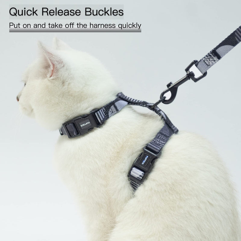 PUPTECK Cat Harness and Leash Set - Escape Proof Lightweight Kitty Harness, Adjustable for Cats Small Puppies Walking Training Dark Grey - BeesActive Australia