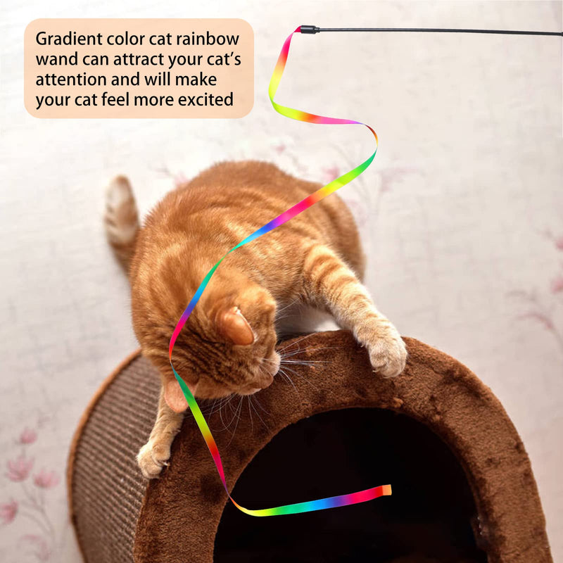 M JJYPET Cat Wand Toys, Interactive Kitten Toys for Indoor Cats,Colorful Cat Teaser Wand String for Cat Kitten Exercise-3PCS - BeesActive Australia