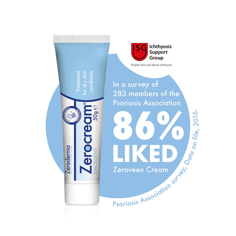 Zeroderma Zerocream Emollient 50g, For Dry Skin, Eczema and Dermatitis, Dry Skin Moisturiser, Helps Restore The Skin Barrier 50 g (Pack of 1) - BeesActive Australia