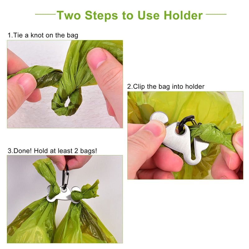 2PCS Dog Poop Bag Holder, Waste Bag Holder, Dog Poop Bag Carrier, Hand Free Holder, Metal Holder - BeesActive Australia