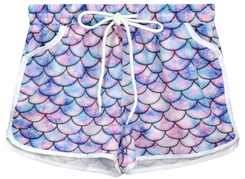 BesserBay Girl's Summer Adorable Beach Boardshorts Drawstring Swim Trunk 3-14 Years Purple | Mermaid 10 Years - BeesActive Australia