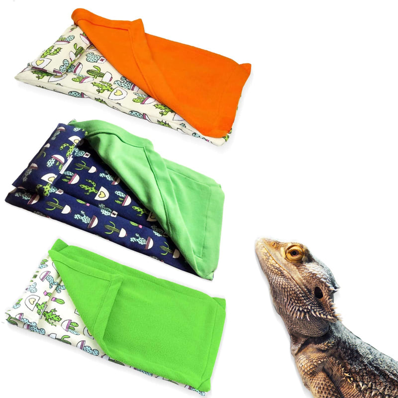 Dnoifne Reptile Sleeping Bag, Reptile Pets' Sleeping Bag Set with Pillow and Blanket, Hideout Habitat with Soft Warm for Bearded Dragon Leopard Gecko Lizard Blue Rectangle - BeesActive Australia