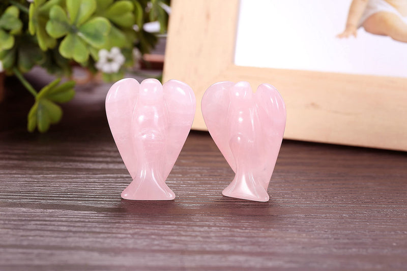 CrystalTears Natural Rose Quartz Crystal Pocket Guardian Angel, 1.5" Reiki Healing Crystal Gifts for Christmas - BeesActive Australia