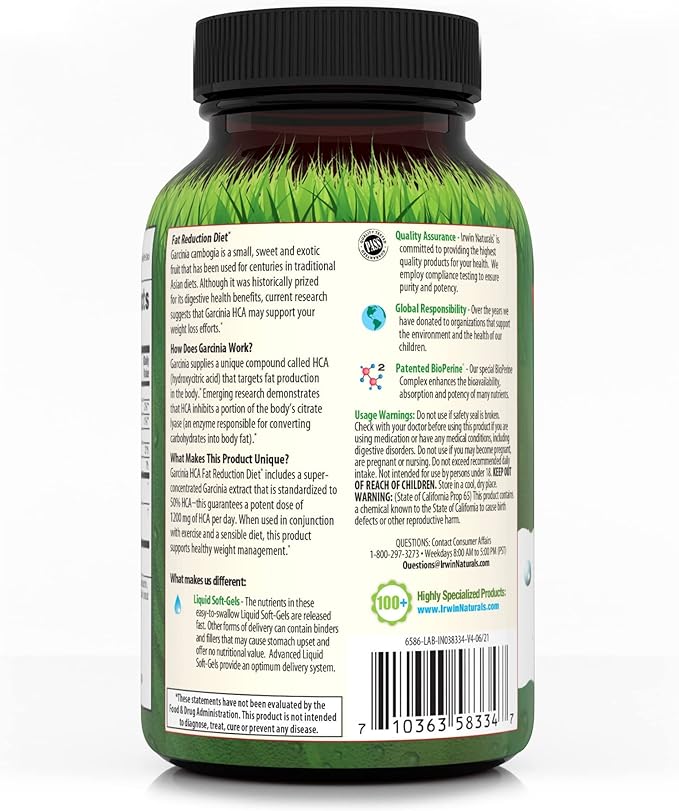 Irwin Naturals - Garcinia HCA Fat Reduction Diet - 1 Softgel - BeesActive Australia