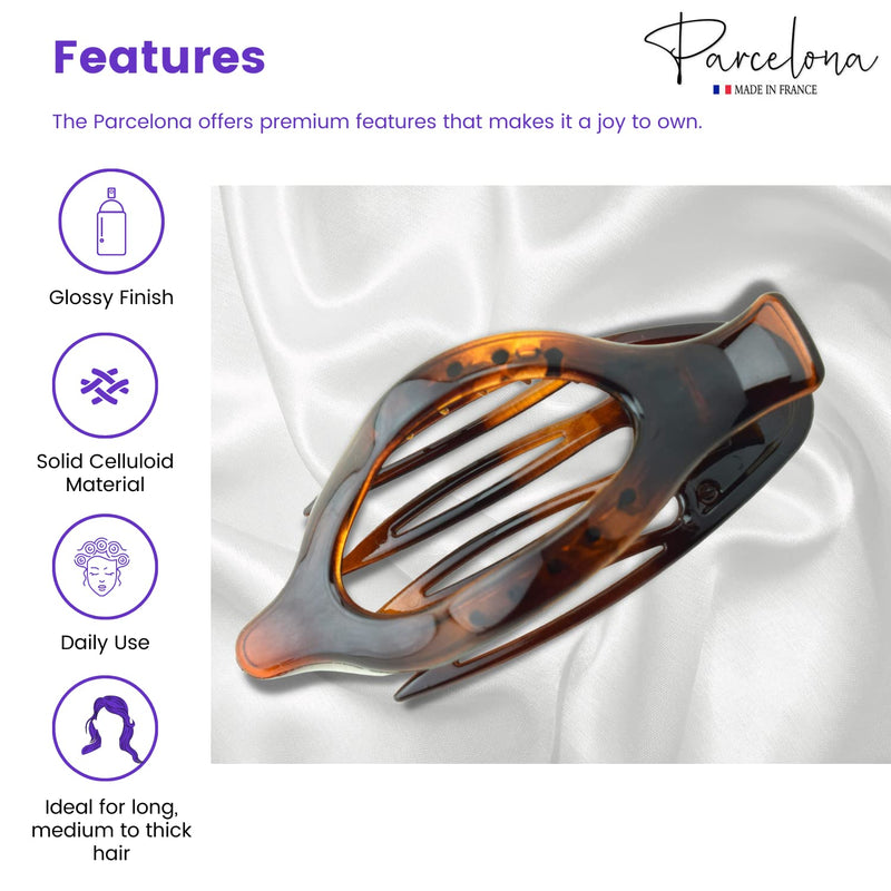 Parcelona France Wide Beak Celluloid Tortoise Shell Side Slide-in Claw Hair Clip Clamp Clutcher (Shell) - BeesActive Australia