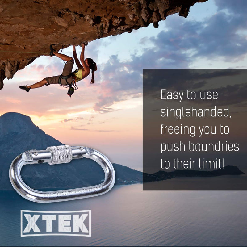 Climbing Carabiner – UIAA & CE Rated 25 kN 5620 LB – Heavy Duty Rugged Terrain Locking Carabiner Clip - Industrial Strength Carabiners - Climbing, Rigging, Ropes, Hammocks 2pc - BeesActive Australia