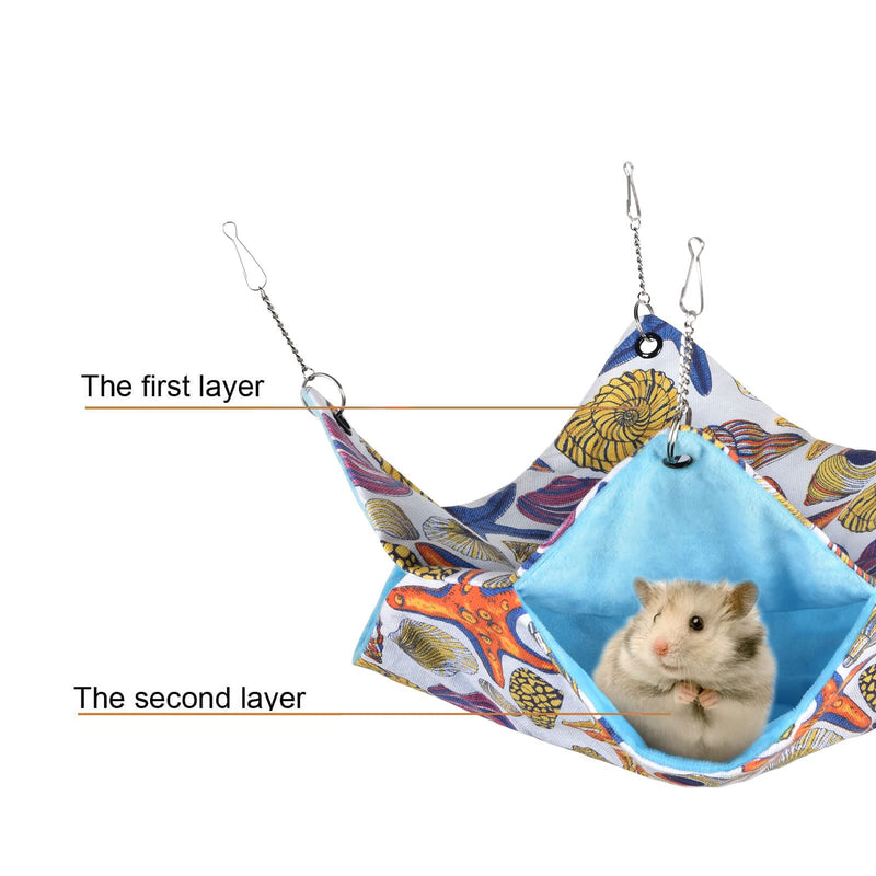 Petmolico Hamster Cage Hammock, Two Tier Small Aniaml Swinging Bunkbed Hideout Nap Sack Pet Cage Accessories for Sugar Glider Squirrel Guinea Pigs Rat Ferret Starfish - BeesActive Australia