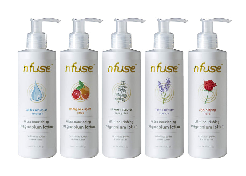 nfuse Magnesium Body Lotion - Mg++ Delivery Technology - Pure Magnesium Chloride U.S.P. - Aromatherapeutic Essential Oils - Citrus: Energize + Uplift - Energy, Vitality - 8 oz - BeesActive Australia