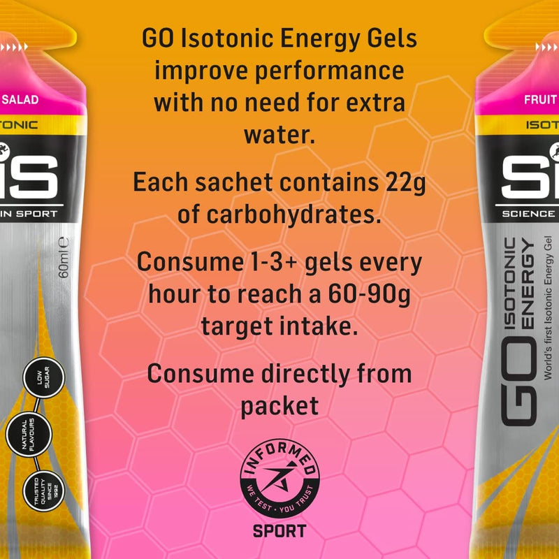 Science In Sport GO Isotonic Energy Gels, Running Gels with 22 g Carbohydrates, Low Sugar, Variety Pack of Assorted Flavours, 60 ml Per Serving (7 Pack) Multi - BeesActive Australia