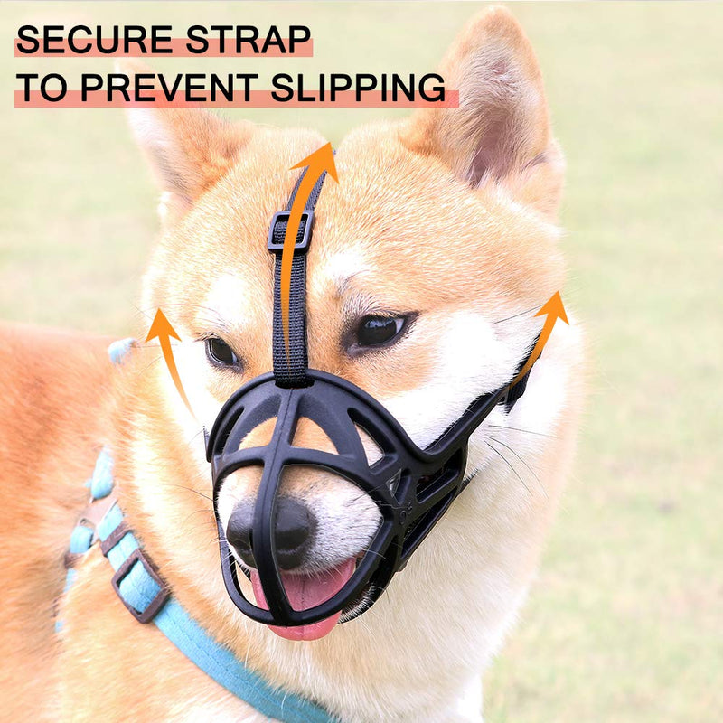 Dog Muzzle, Breathable Basket Muzzle to Prevent Barking, Biting and Chewing, Humane Muzzle for Small, Medium, Large and X-Large Dogs L Black - BeesActive Australia