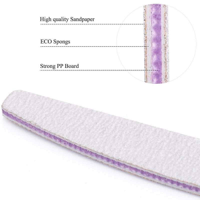 25 Pcs Nail Files 100/150 Grit Double Sided Washable Emery Board for for Poly Nail Extension Gel and Acrylic Nails - BeesActive Australia