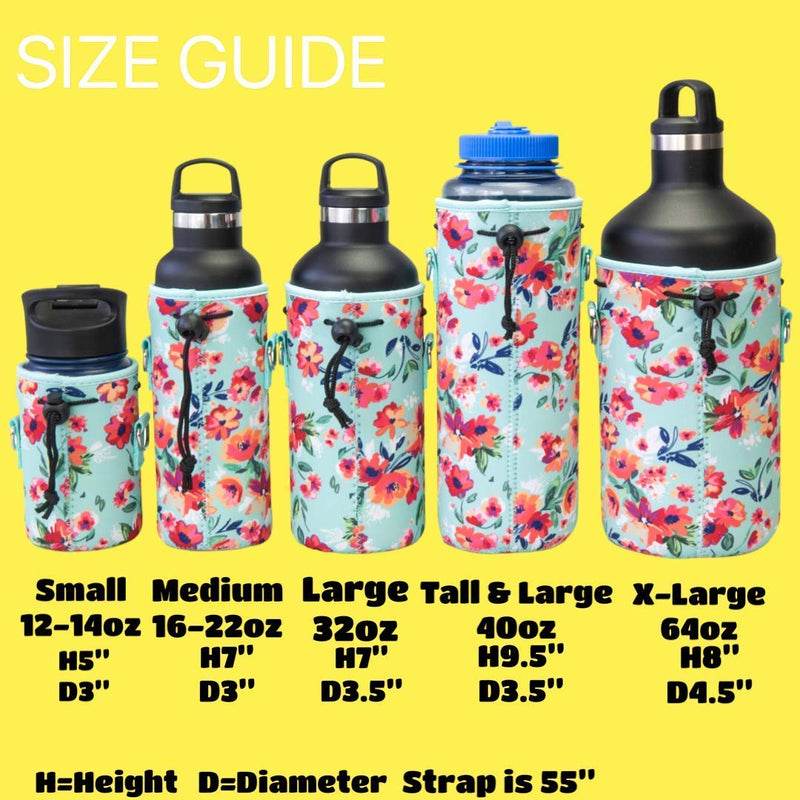Made Easy Kit Neoprene Water Bottle Carrier Holder with Adjustable Shoulder Strap for Insulating & Carrying Water Container Canteen Flask Available in 5 Sizes 7 Wonders S (12oz-14oz) - BeesActive Australia