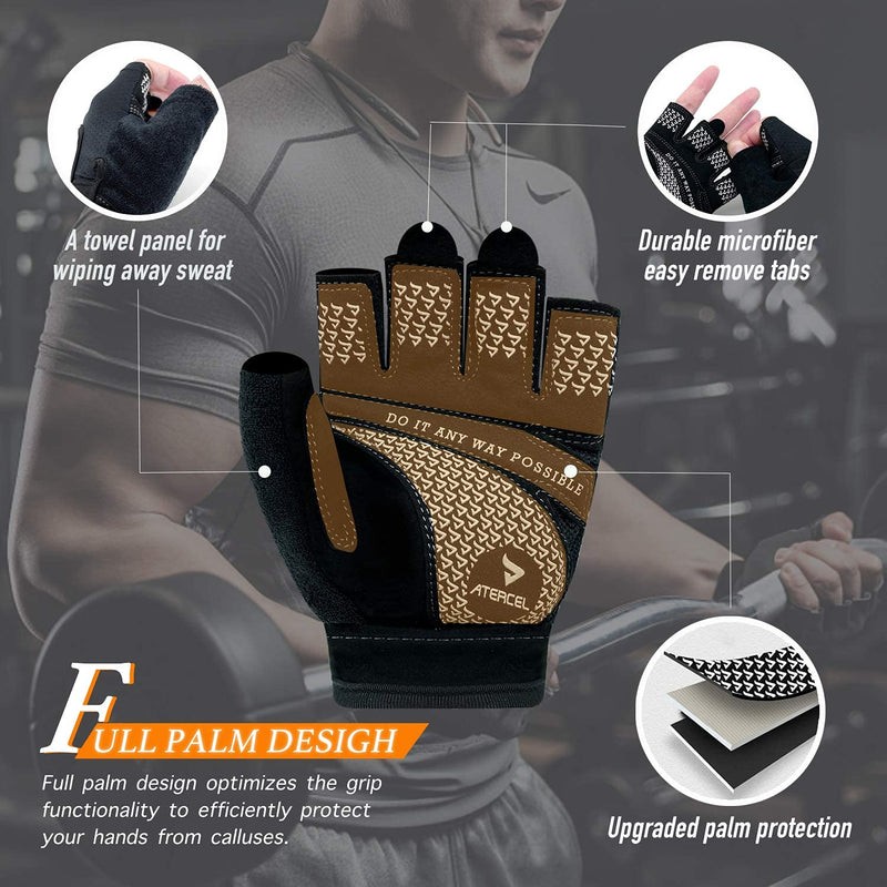 Atercel Weight Lifting Gloves Full Palm Protection, Workout Gloves for Gym, Cycling, Exercise, Breathable, Super Lightweight for Mens and Women Black Small - BeesActive Australia