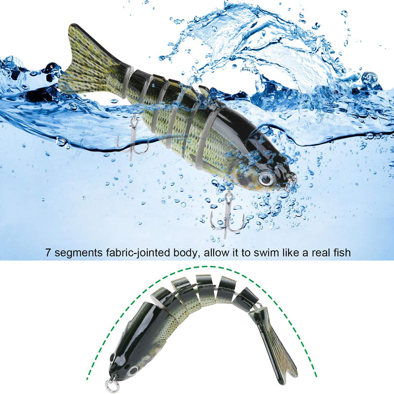 [AUSTRALIA] - A AKRAF Lifelike Fishing Lures for Freshwater and Saltwater Angling – Realistic Trout and Bass Lures with Segmented Bodies, Rustproof Dual Treble Hooks and Integrated Gravity Ball for Diving (3 Pk) 