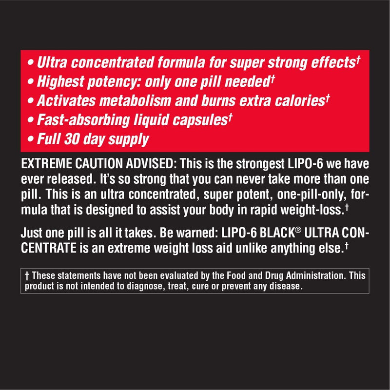 Nutrex Research Lipo-6 Black Ultra Concentrate | Thermogenic Energizing Fat Burner Supplement, Increase Weight Loss, Energy & Intense Focus |Capsule, 60Count 60 Count (Pack of 1) - BeesActive Australia