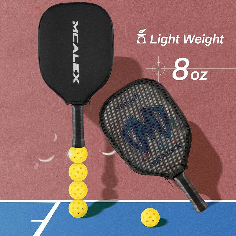 MCALEX Pickleball Paddles, Graphite Pickleball Paddle, Graphite Carbon Fiber Surface with Cushion Comfort Grip Easy to Hold, 8.2 Ounces (Blue/White) - BeesActive Australia