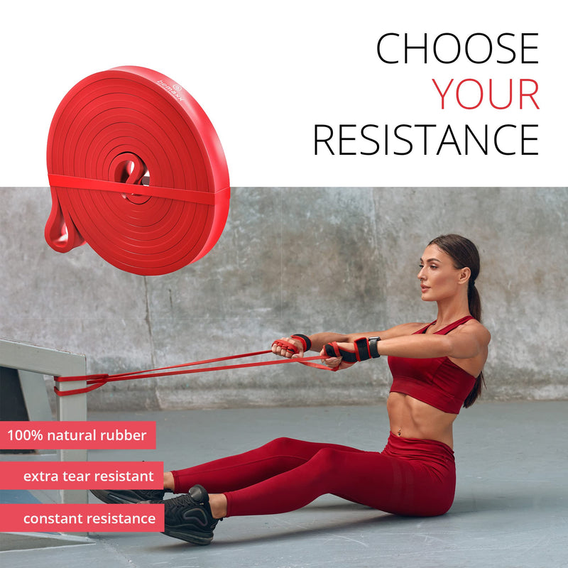 Resistance Band Heavy Strength, Pull Up Assist + Exercise Guide | Home Gym Equipment: Full Body Fitness Workout Rubber Loop, Chin Bar Assistance & Bodybuilding, Sports Gymnastics Training, Women Men 1) Red - BeesActive Australia