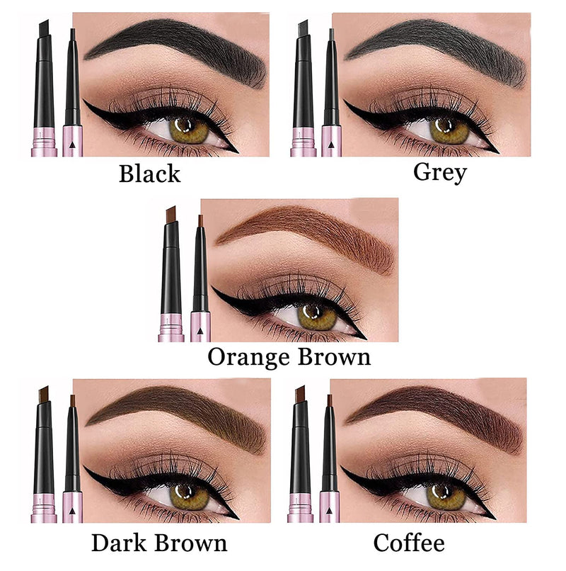Mihqy 2 PCS Eyebrow Pencil with Brow Brush, Dual Ended Eyebrow Pen, Automatic Makeup Cosmetic Tool（Black) 2PCS Black - BeesActive Australia
