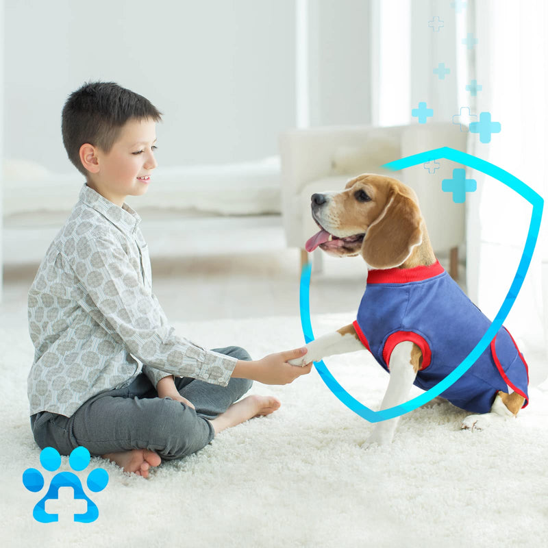 Supet Dog Recovery Suit for Dogs Cats After Surgery, Pet Surgery Recovery for Dog Substitute E-Collar & Cone, Prevent Licking Dog Wound Puppy Surgical Clothes L（ Back Length：15.7"-18.9"） Blue - BeesActive Australia