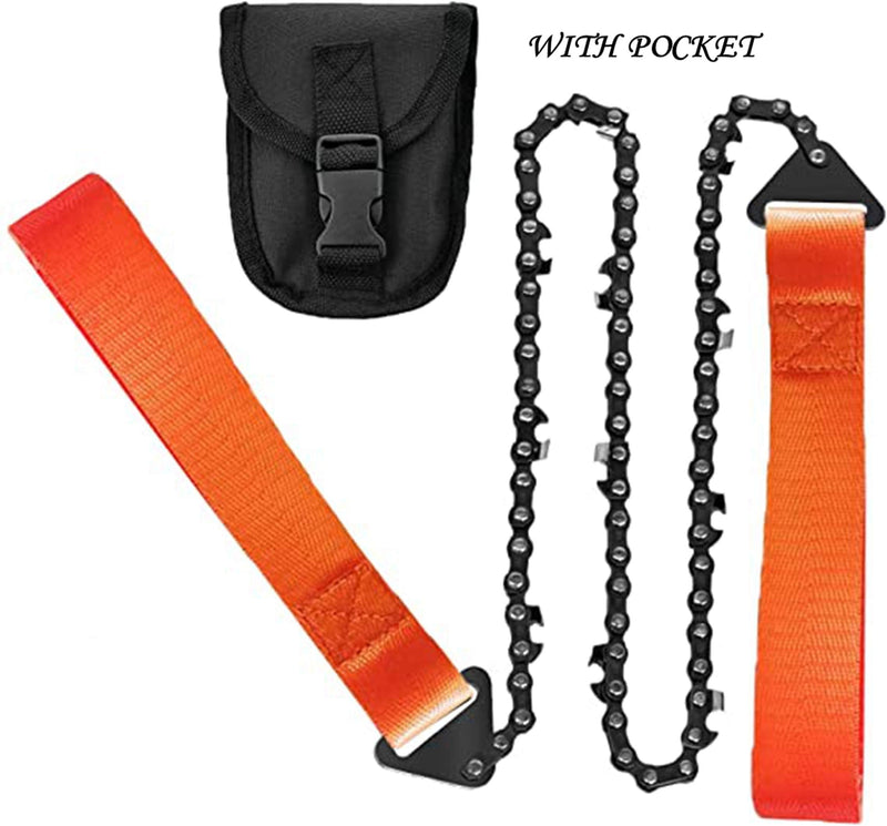 24 Inch Pocket Chainsaw Chain Rope Portable Hand Saw Folding Survival Chain Saw with Bi-Directional Teeth for Wood Cutting, Camping, Hunting, Garden Work, Field Survival, Outdoor Emergency with Bag - BeesActive Australia
