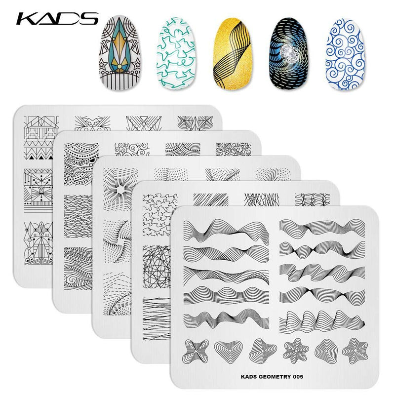 KADS 5Pcs/Set Nail Template Nail Art Template Decoration Tool Geometry Designer Style Image Plate 15 - BeesActive Australia