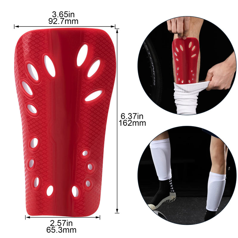 ANCIRS 2 Pairs Soccer Shin Guards for Young Kids Adults, Breathable Shin Guard Sleeves for Boy & Girl Football Games, Protective EVA Cushion for Youth Men & Women White & Red - BeesActive Australia