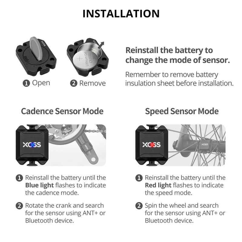 XOSS Bike Cadence Sensor & Speed Sensor Speedometer Bicycle ANT+ Bluetooth 4.0 Wireless Cycle Computer (2 Pack) - BeesActive Australia