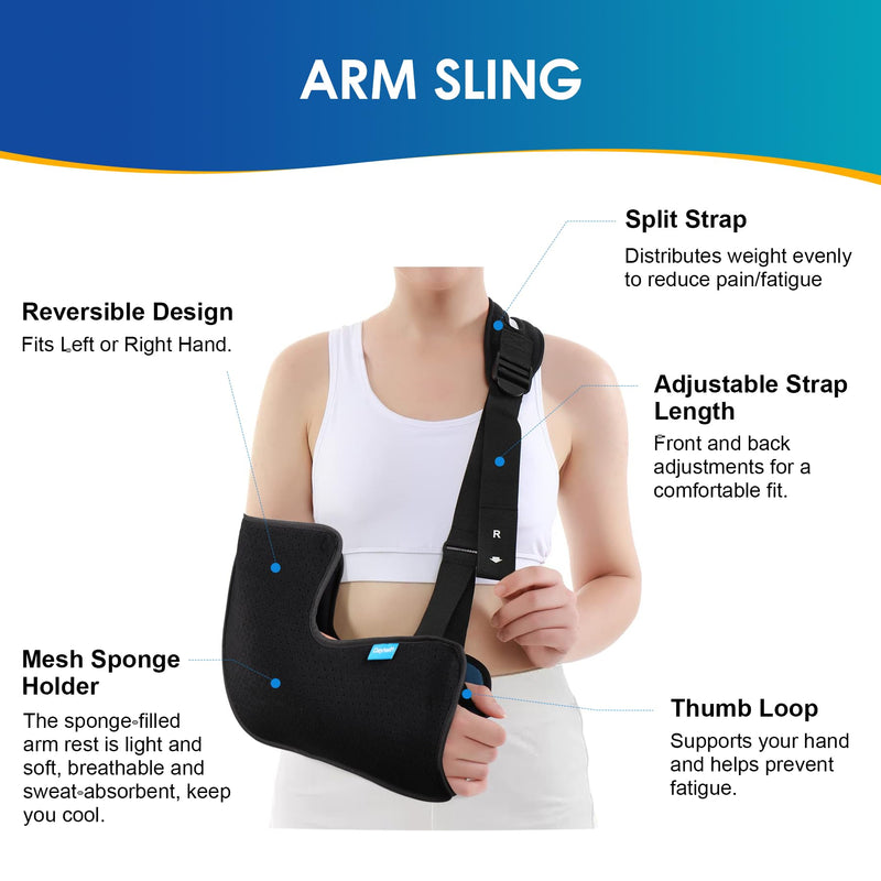 Arm Sling Shoulder Injury Immobilizer Rotator Cuff Support Brace for Sleeping, Comfortable Medical Sling Arm for Shoulder Injury, Left and Right Arm for Men and Women - BeesActive Australia