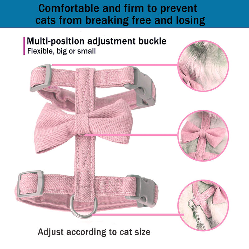 Cat Vest Harness and Leash, Cat Harness Escape Proof Escape Proof Mesh Breathable Adjustable Vest Harnesses for Cat H-Diagonal pull Walking with Safety Buckle BU S-L for Pet Kitten Puppy Rabbit Ferret Medium Pink - BeesActive Australia
