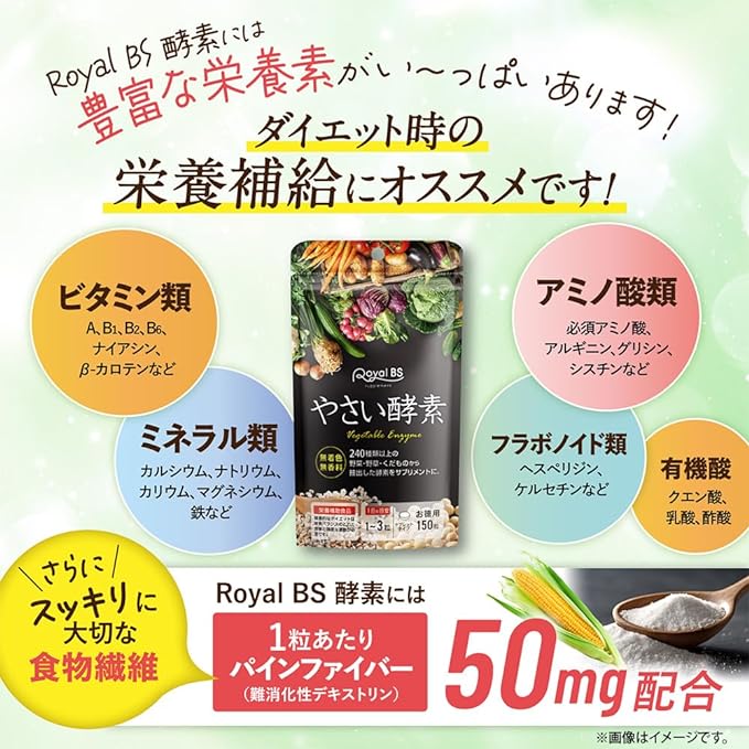RoyalBS Commercial Enzyme, 150 Capsules, Approximately 5 Months Work, Vegetable Enzyme, Fruit, Vegetable Enzyme, Diet, Enzyme, Nutritional Supplement, Beauty Supplement, Health Supplement - BeesActive Australia