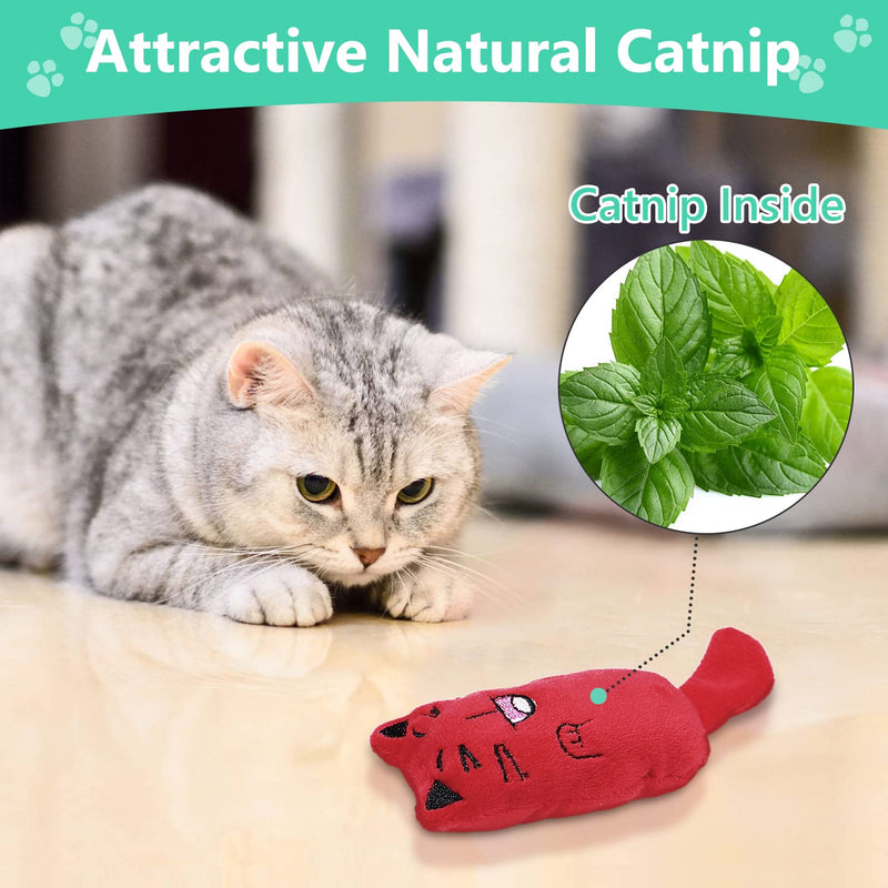 Catnip Toys, Soft Plush Cat Nip Chew Toy for Indoor Cats, Interactive Kitten Pillow Kitty Teething Toy 8 Pack - BeesActive Australia