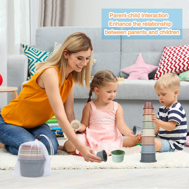 Flypear Stacking Cups Toy for Baby 6-12 Months, 8PCS Nesting Cups Set for Toddler 1-3, Kids Bathing and Counting Stackable Toy for Early Educational Learning, Best Gift for Boys and Girls Original - BeesActive Australia