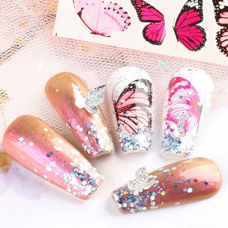 Butterfly Nail Art Stickers Decals Nail Accessories Decorations Supplies Nail Stickers for Women Girls Butterfly Water Transfer Decals  Manicure Nail Design Slider Summer Butterfly Nails 30 Sheets - BeesActive Australia